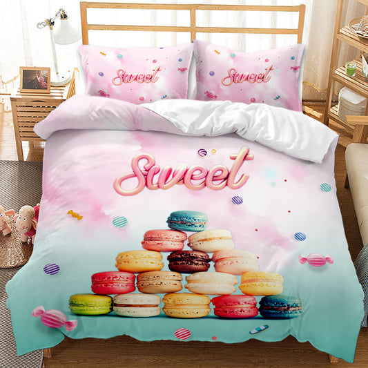 Food Doughnut Cross-border Foreign Trade Sanding Four-piece Ebay Three-piece Duvet Cover Wish Sheet