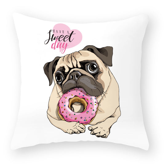 Cartoon dog peach skin hug pillowcase cushion pillowcase car sofa waist