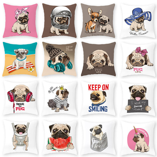 Cartoon dog peach skin hug pillowcase cushion pillowcase car sofa waist