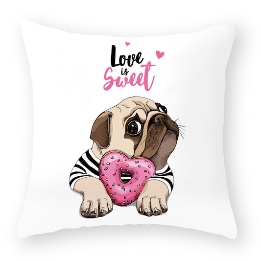 Cartoon dog peach skin hug pillowcase cushion pillowcase car sofa waist